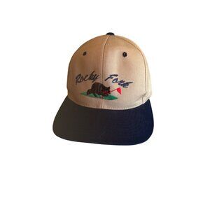 Vintage Rocky Fort Snapback Hat Bear Design Canvas Adjustable